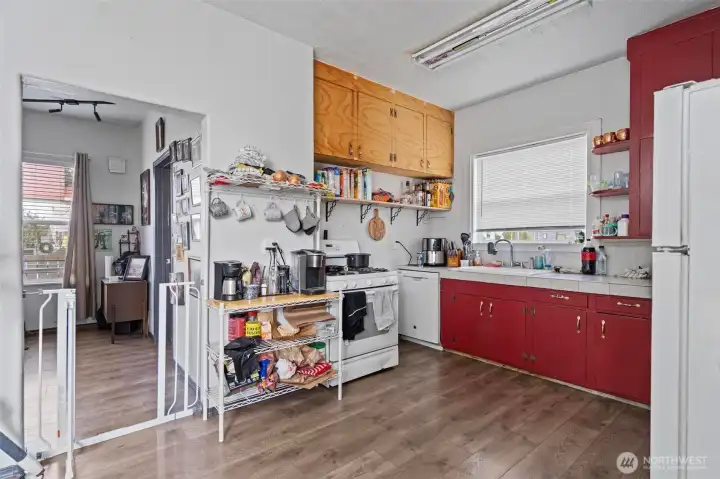 Kitchen leading to living room