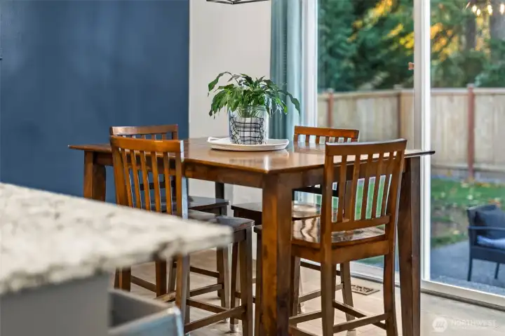 Opens out to the back patio.