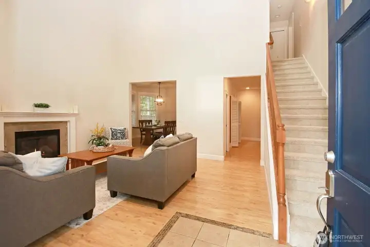 Welcome in to vaulted ceilings a lots of natural light in the living room