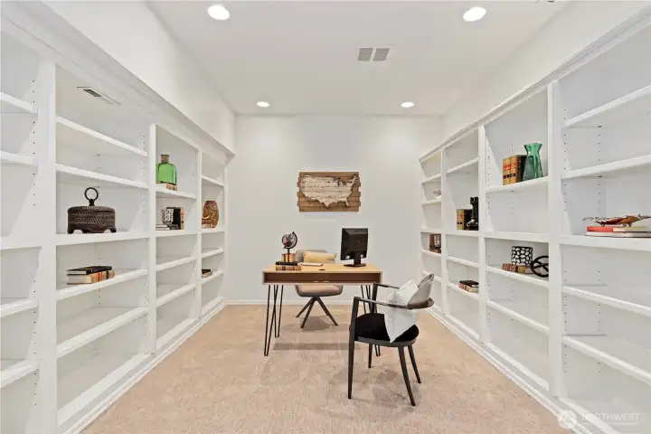 This library/den (movie theatre room??) is just off the stairs when you are on the lower level