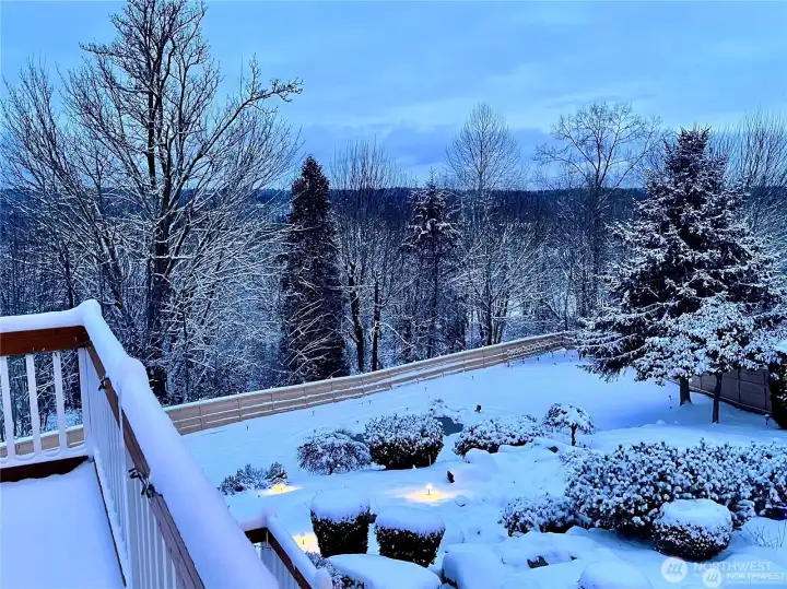 And snow!  Not a huge amount, but so fun!  Want to sled down that slope?