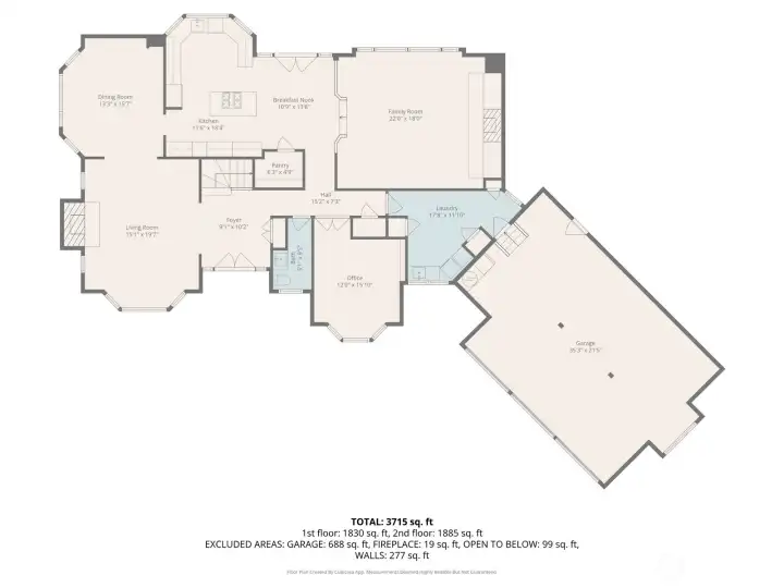 The main level offers a functional and inviting layout with formal living and dining rooms, a generous kitchen with breakfast nook, family room, office, laundry room, and direct access to the oversized garage—ideal for both everyday living and entertaining.