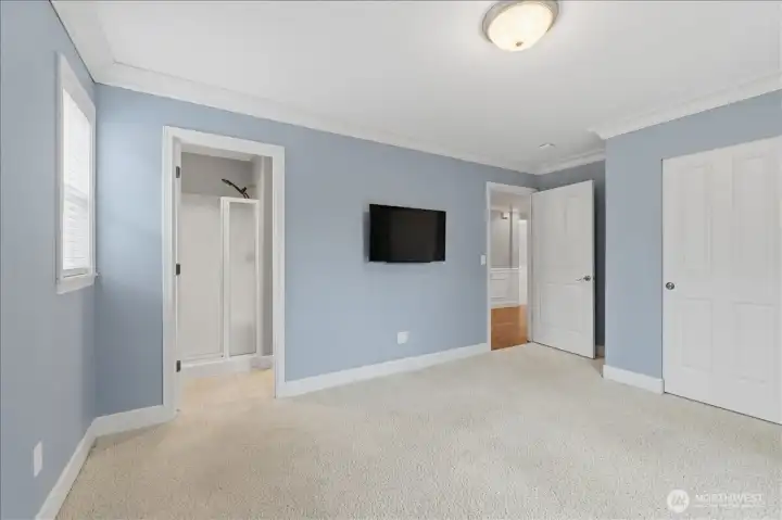 Large main level bedroom is perfect MIL with entrance off the main entry hall with adjoining 3/4 bath or use as a den/office.