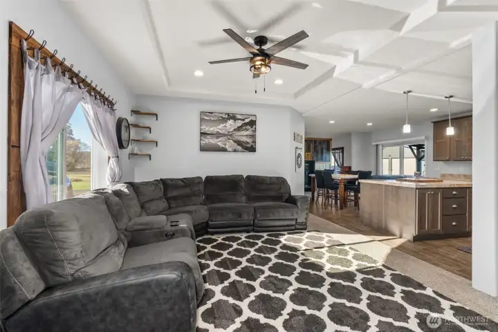 Great room open to the kitchen and dining and living room