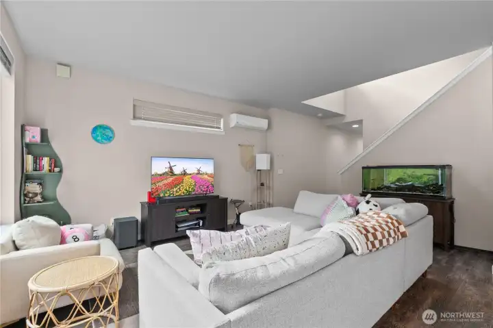 Nine-foot ceilings and loft area adjacent to stairs gives a beautiful sense of space and style.