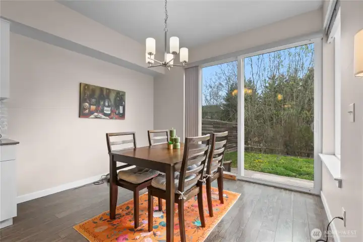 Dining space allows nice room for gatherings looking out to your private and fenced backyard