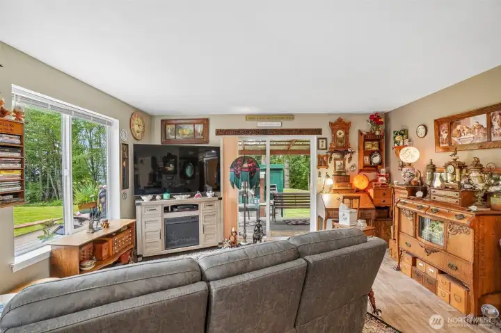 Living room and sliding door to deck
