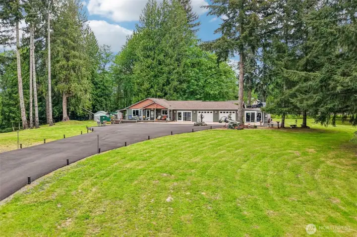 Coming up the driveway