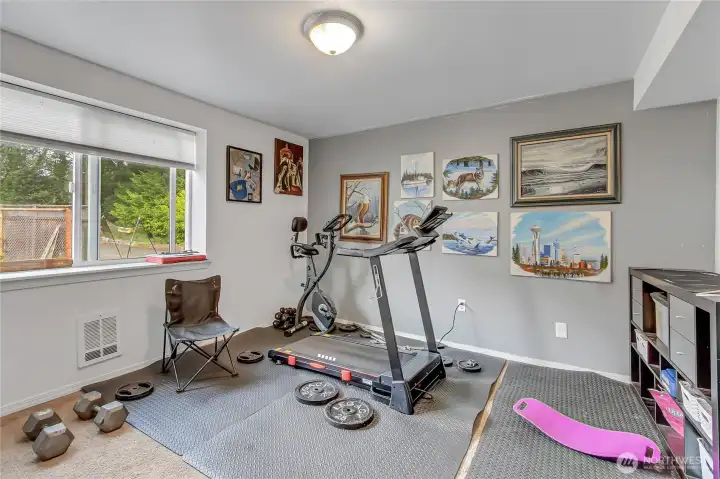 Guest room 3 - currently set up for a morning workout.