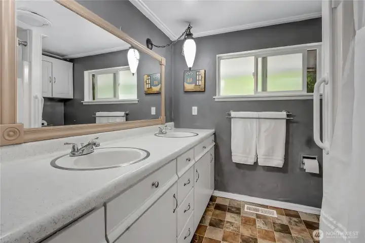 Primary Ensuite with lots of space for one or two with large vanity and a great way to begin and end your day.