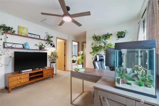 The bonus loft space is large enough to add a media/gaming center or additional lounging space, with sound-absorbing carpeting making this area all the more inviting.