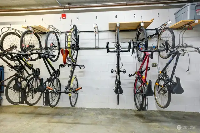 Bike storage located in both buildings.