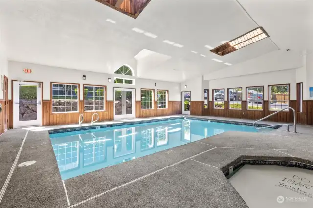 An indoor swimming pool! A year-round oasis for relaxation, exercise, & family fun, regardless of the weather outside.