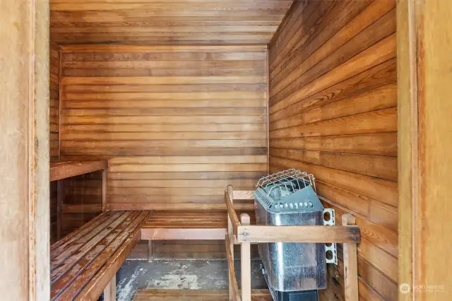 Relax and unwind in the sauna, a perfect retreat to soothe your muscles, detoxify & enhance your overall wellness