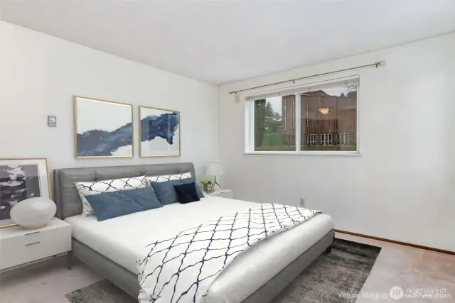 Virtually staged primary bedroom