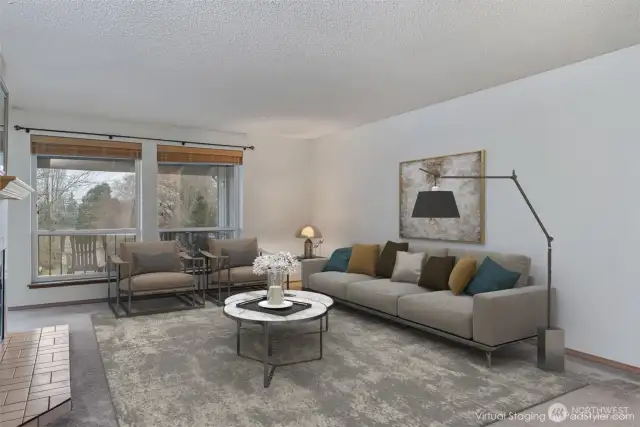 Virtually staged living room