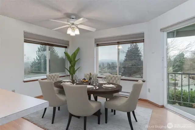 Virtually staged breakfast room
