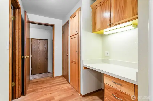 Desk off of Kitchen.