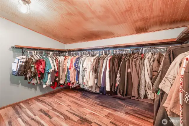 Walk-in closet off of the primary bath