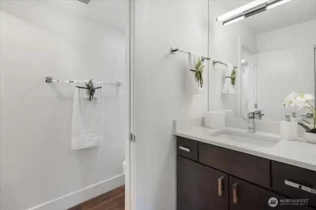 Primary Bathroom with Walk-In Closet Opposite Sink