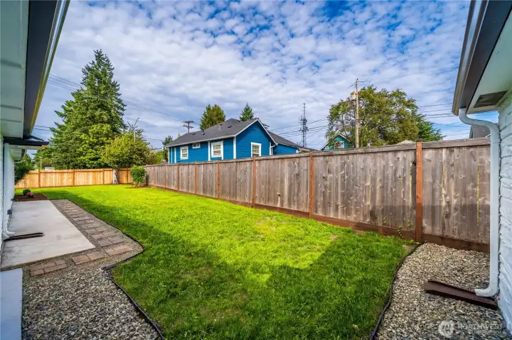 Fully fenced backyard