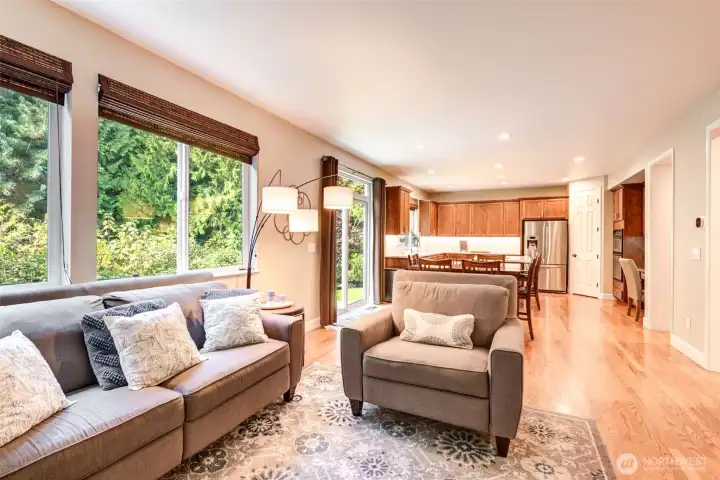 “Living room flows into the kitchen, creating an open, connected space for everyday living and entertaining.”