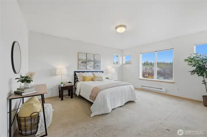 Primary bedroom has plenty of space and walk in closet.