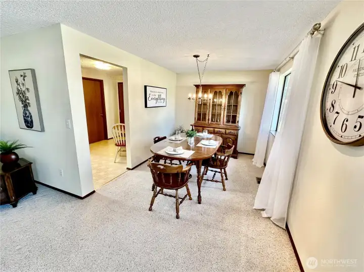 Ample dining room with easy access to the eating nook, kitchen and formal living room.