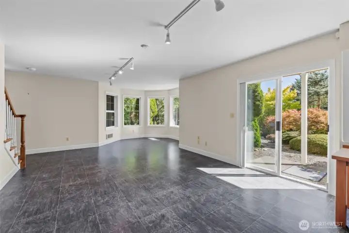 Light filled daylight basement with walk out to the yard.