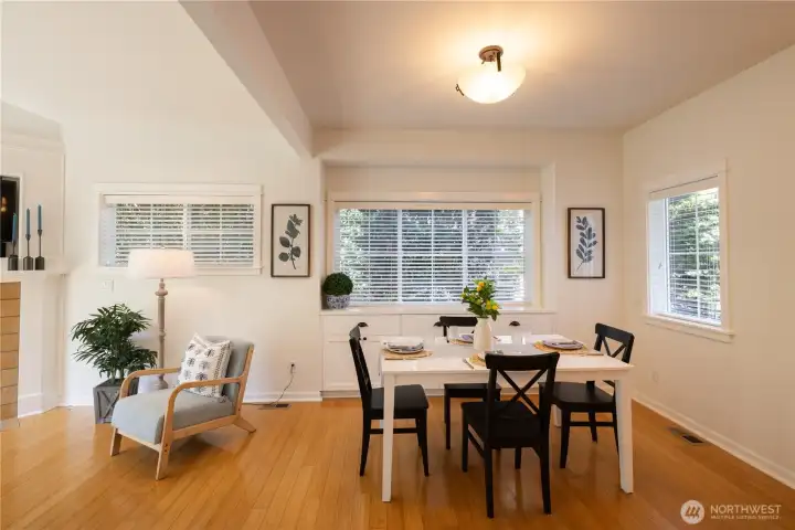 Open and airy living and dining rooms.