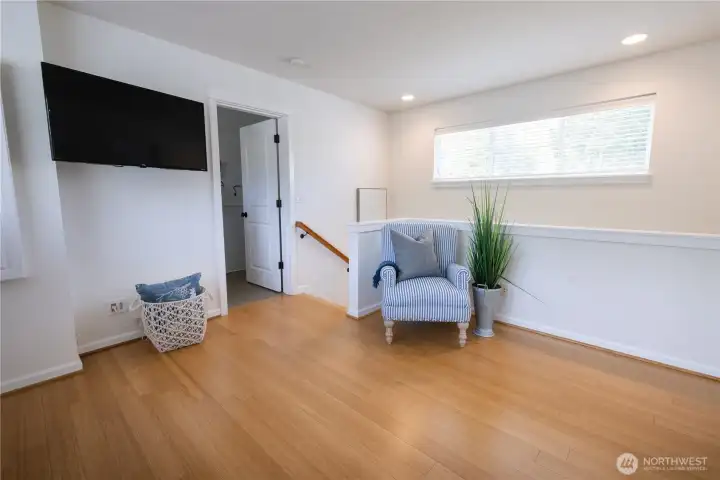 Lovely and spacious open space family room, office or den.