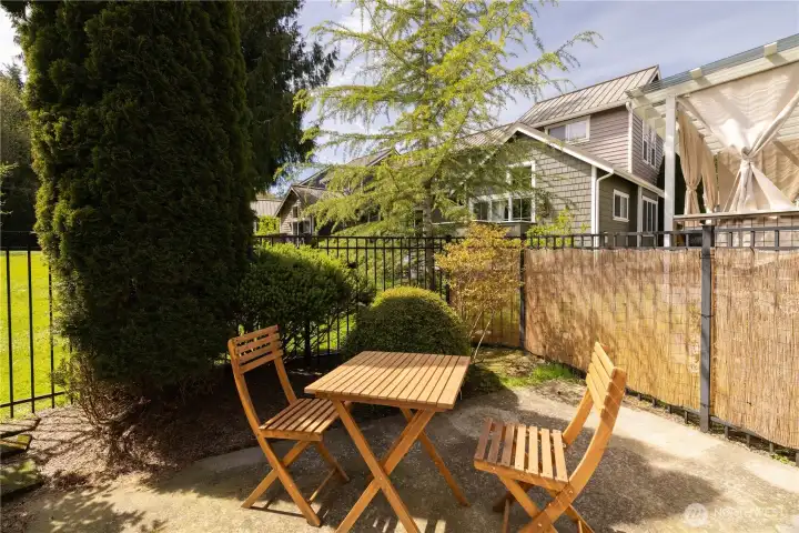 Nice back yard patio area for outside dining and relaxing.