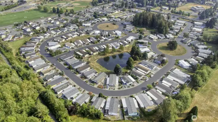 Aerial view of Park Village