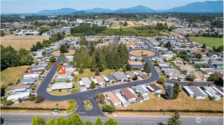 Arrow is pointing to location of home in the park