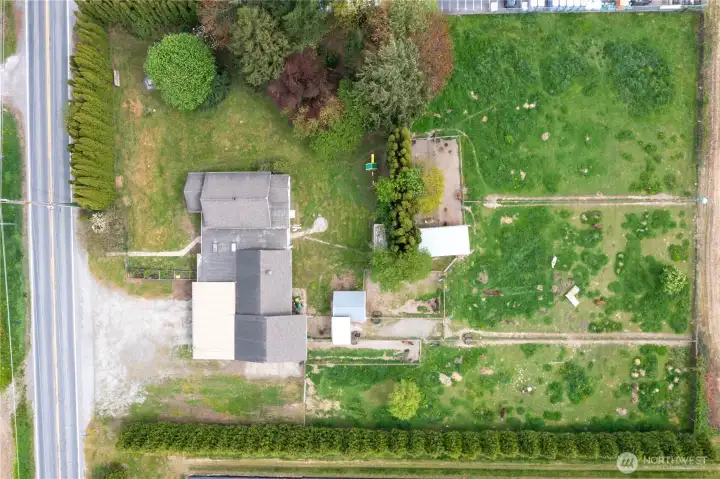 Notice the surround of trees that protect from wind, and provide exceptional privacy.