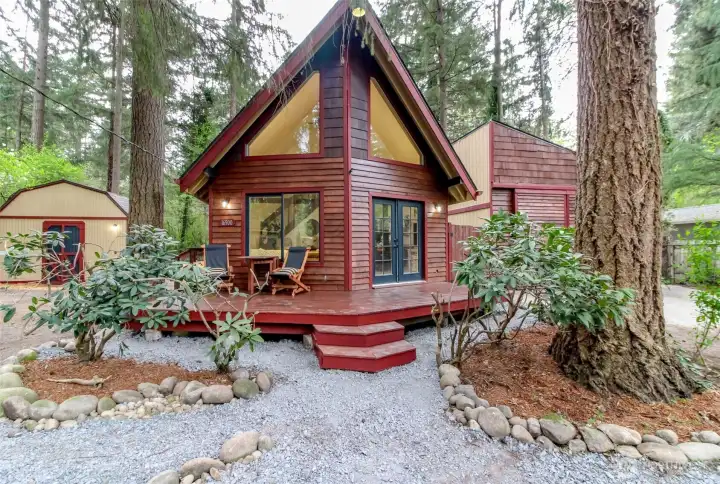 Welcome home - it can be! An absolutely gorgeous A-Frame home with a huge shop and a large shed too.