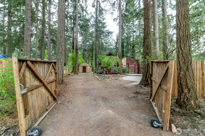 Close off the world to your own little paradise, with the large vehicle gates.