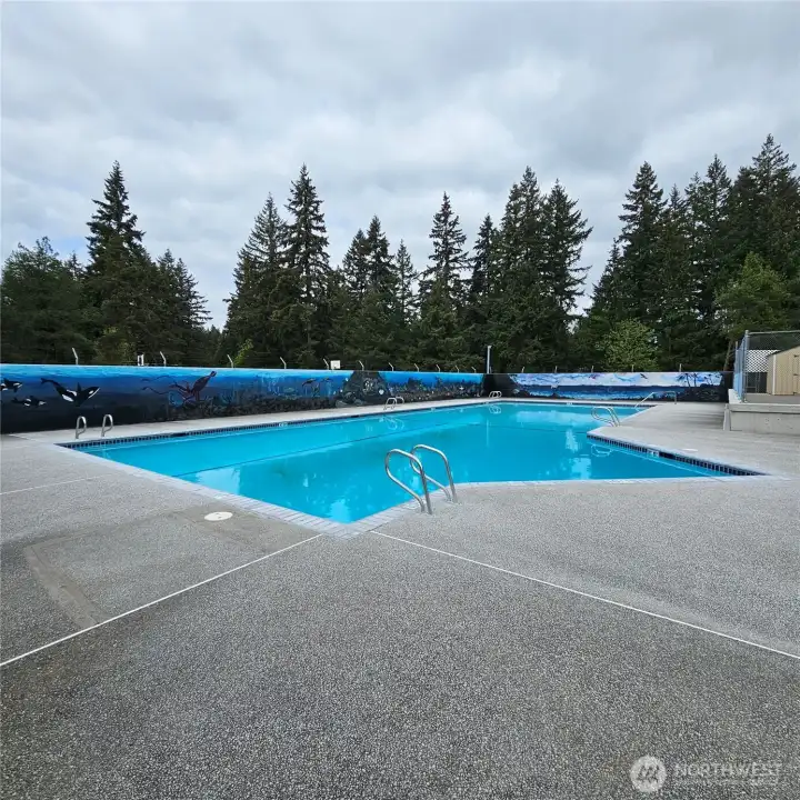 A beautiful community pool, open Memorial Day to Labor Day.