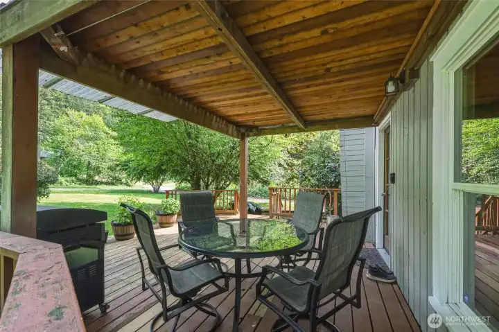 Covered deck offers so much space.