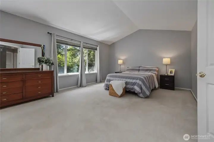 Large primary suite with vaulted ceilings