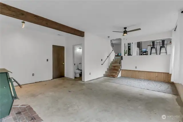 Great entertaining family room space open to kitchen.