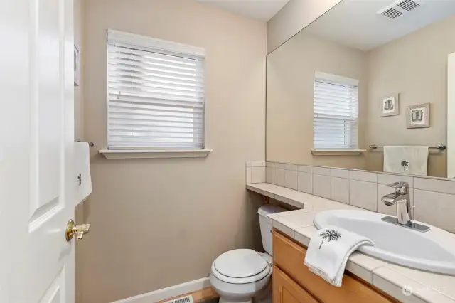 This roomy powder room is convenient to the main-floor living space.
