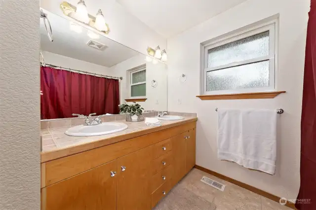 Primary bathroom with double sinks