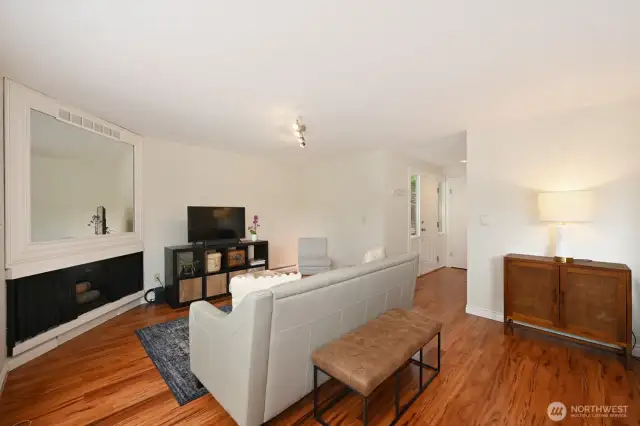 Living room with easy to maintain flooring throughout the first floor