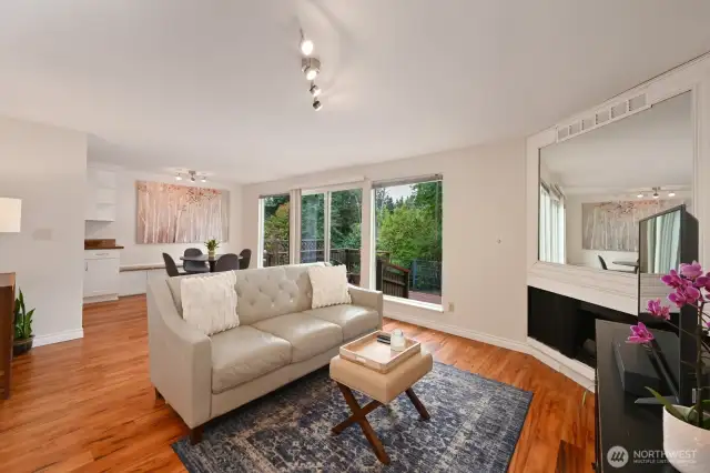 Living room opens to the  dining area