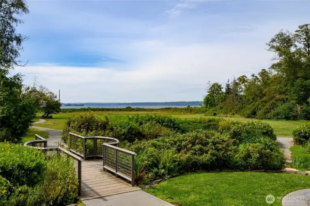 A view from the Cove facility facing the sound. 17 acres of open beautiful space to walk, picnic and watch passing ships and magnificent sunsets.