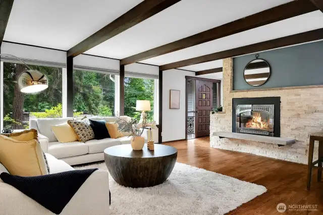 An easy gas fireplace makes entertaining cozy and efficient.