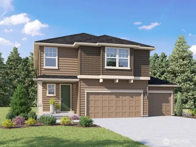 Cambridge Plan Marketing Rendering - Depictions of homes or other features are artist conceptions. Hardscape, landscape, and other items shown may be decorator suggestions that are not included in the purchase price and availability may vary. No view is promised. Views may also be altered by subsequent development, construction and tree growth and landscaping.