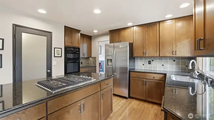 The updated kitchen has it all.  Plenty of counter space and room for multiple cooks in the kitchen.