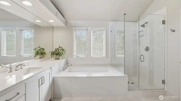 The primary bath has been updated to a very special level.  It will become one of your favorite rooms.